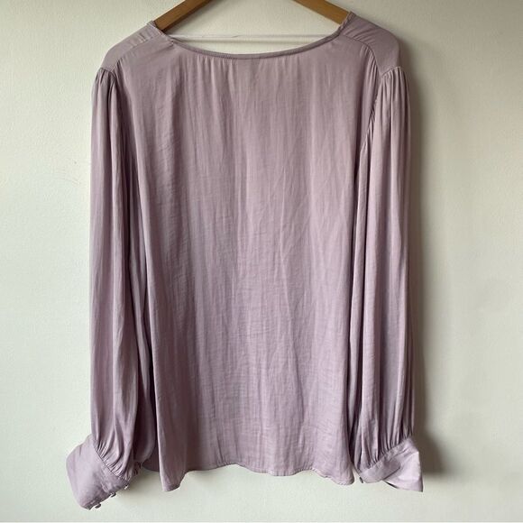 Ava & viv light purple lavender flowy silky long sleeve blouse 2x plus size - Picture 5 of 7